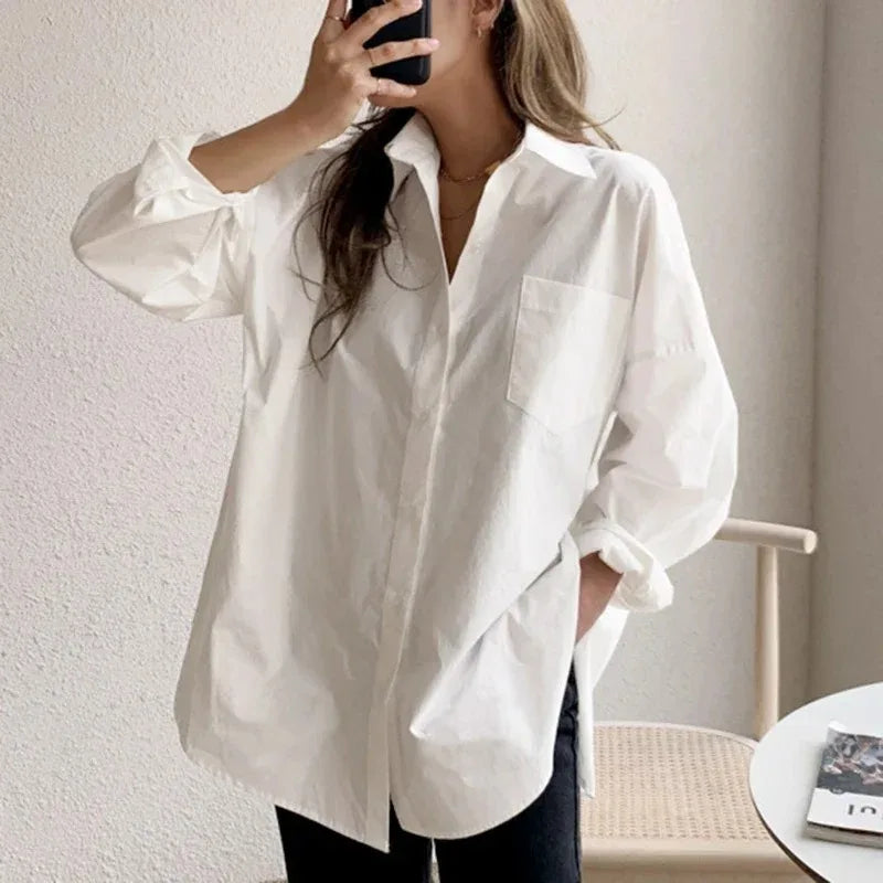 Elegant White Cotton Women Blouse