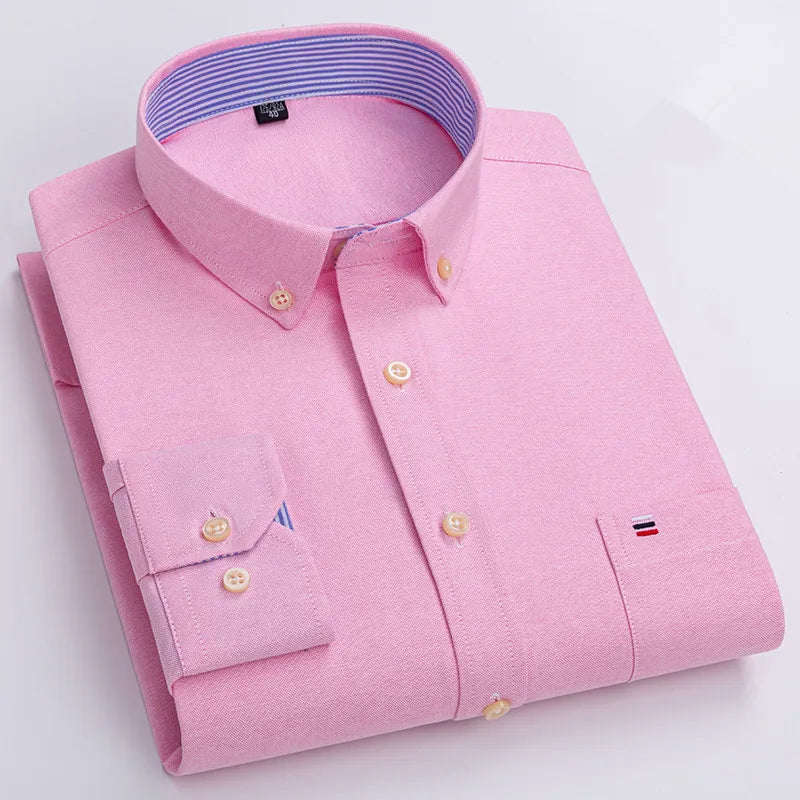 Men's Cotton Plaid Oxford Dress Shirt