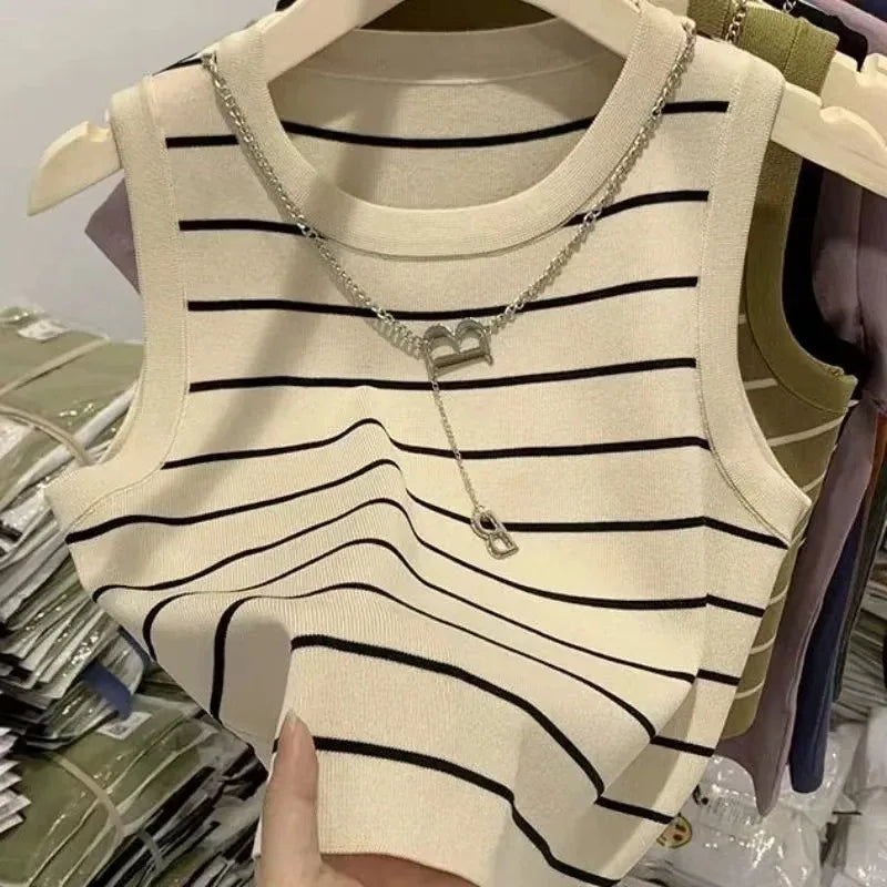 Women’s Striped Summer Knit Waistcoat