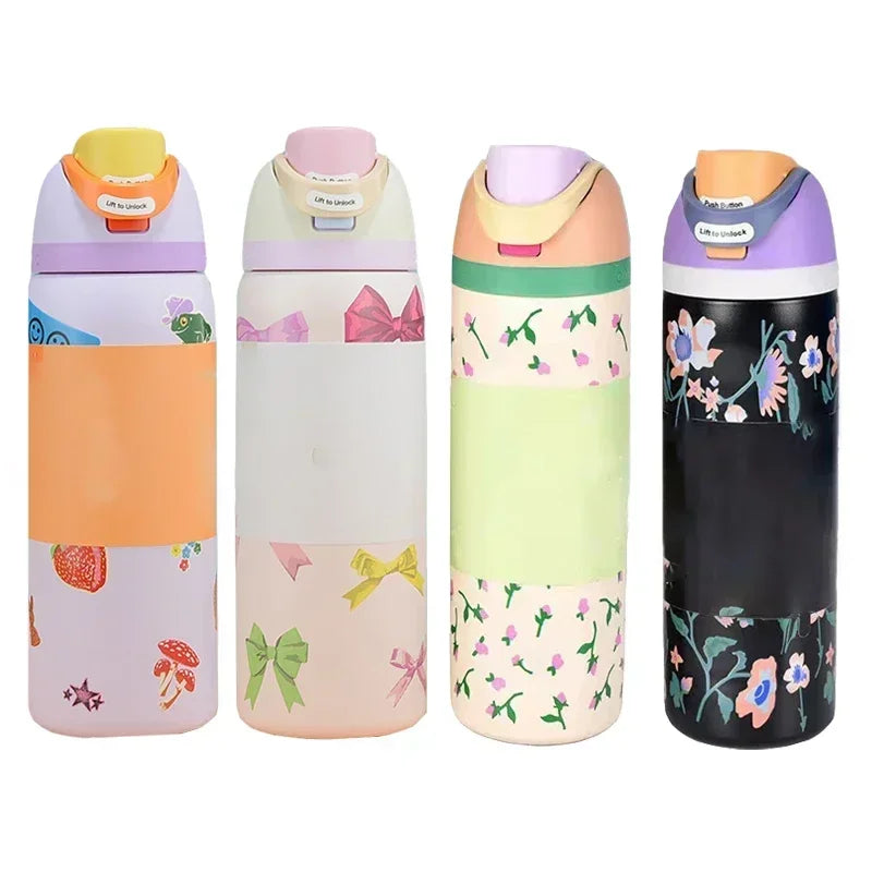 Owala BPA-Free insulated Straw Water Bottle - Flower Pink