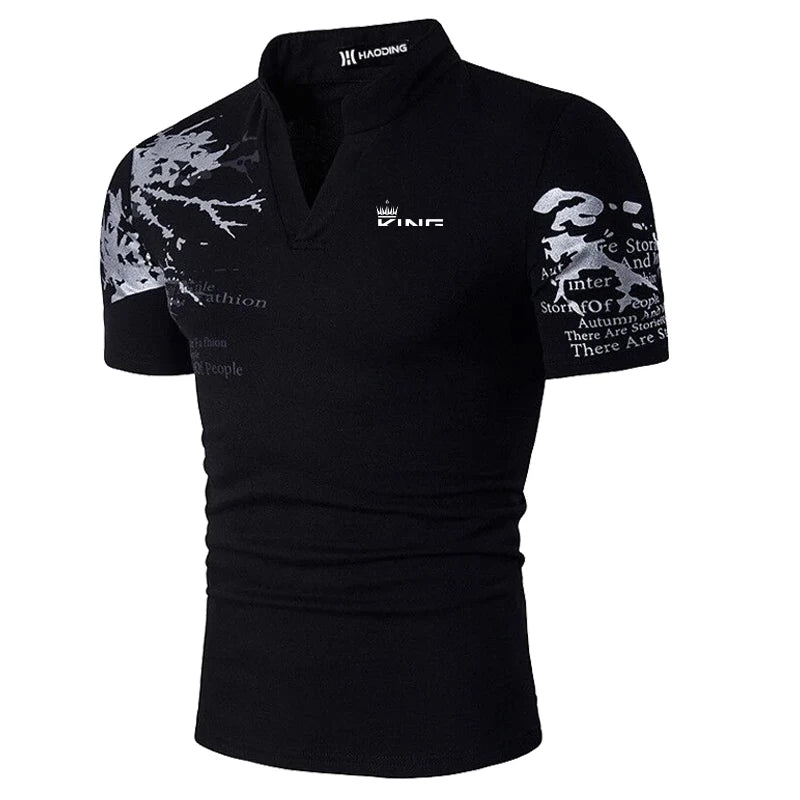 Men's Graphic Print Polo Shirt