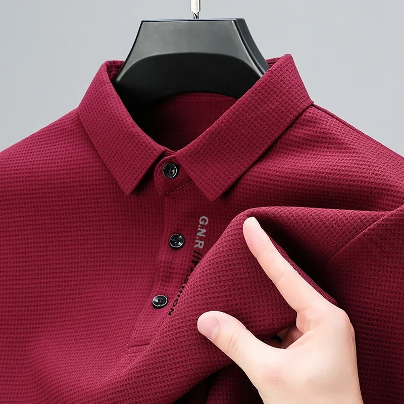 Men's Waffle Long Sleeve Polo