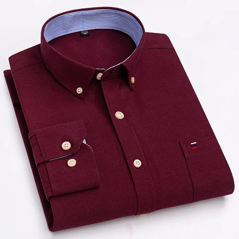Men's Cotton Plaid Oxford Dress Shirt