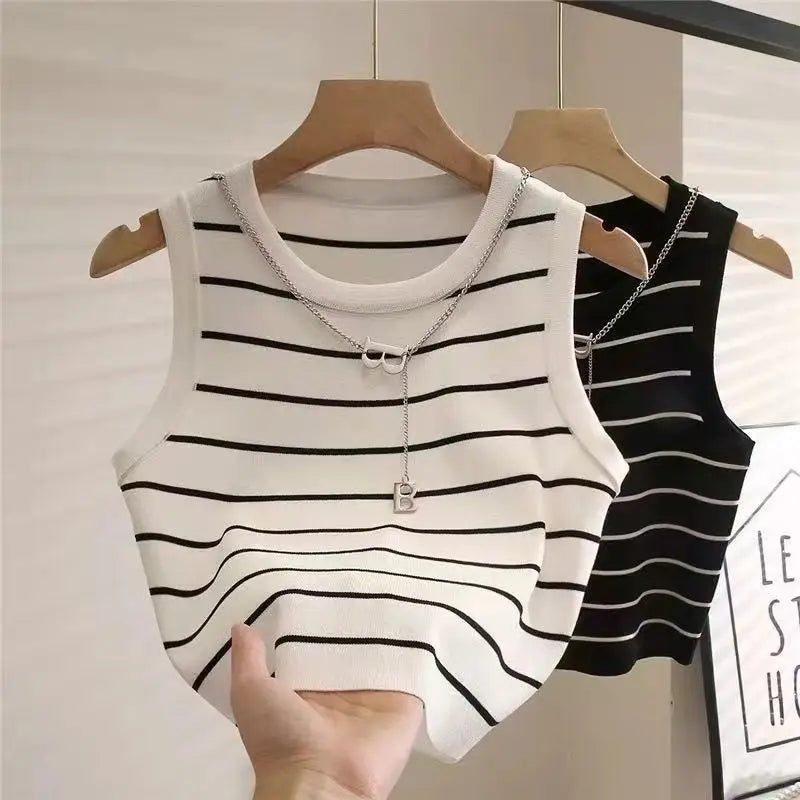 Women’s Striped Summer Knit Waistcoat