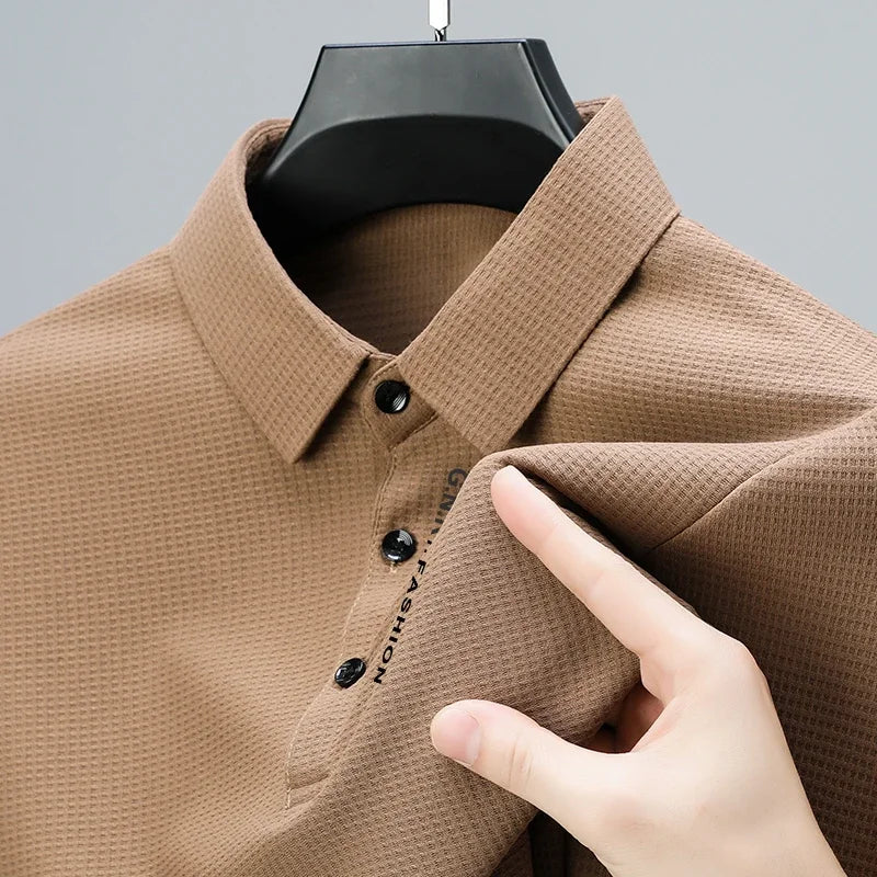 Men's Waffle Long Sleeve Polo