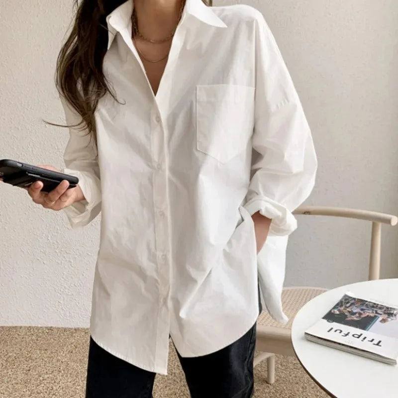 Elegant White Cotton Women Blouse