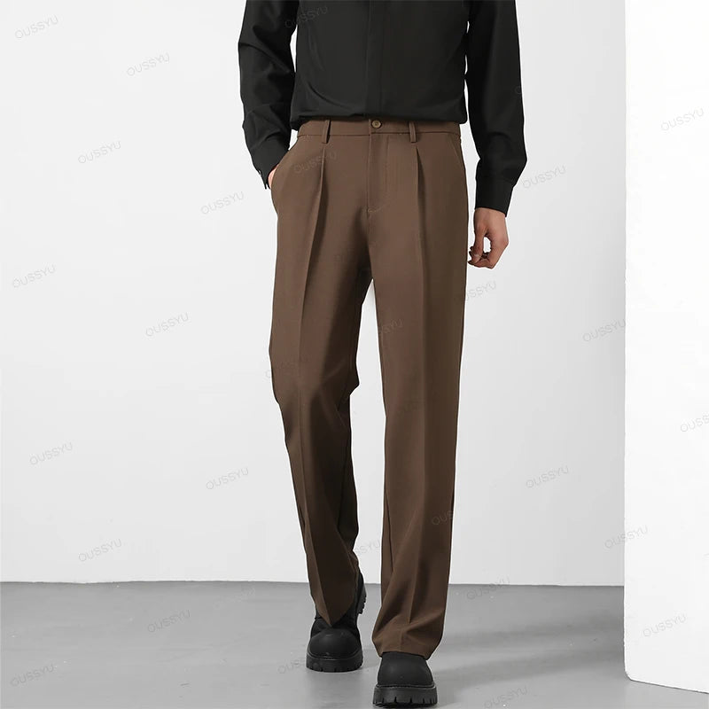 OUSSYU Autumn Men Elastic Casual Pants