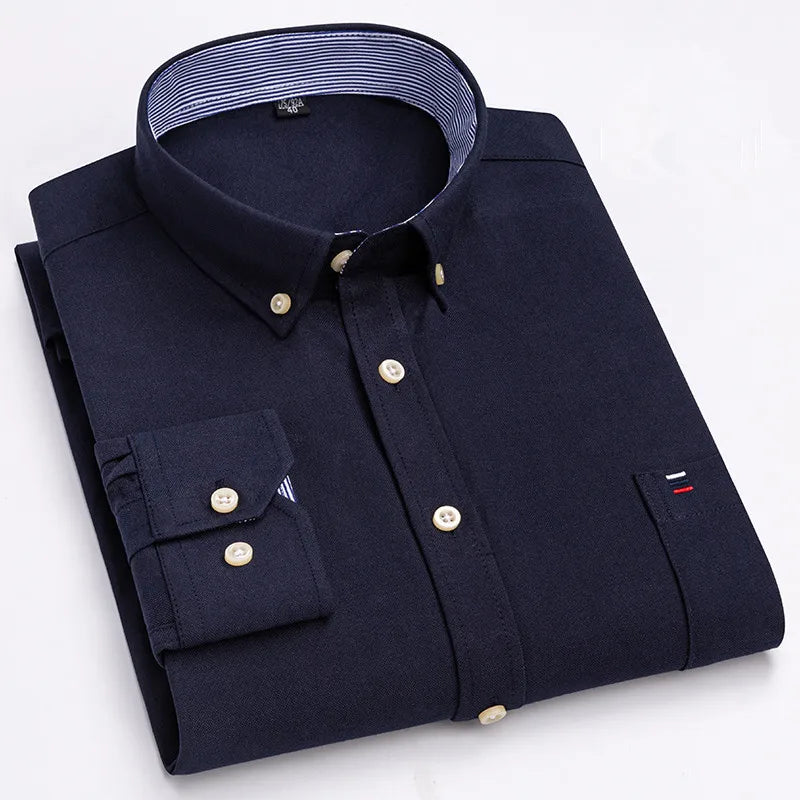 Men's Cotton Plaid Oxford Dress Shirt