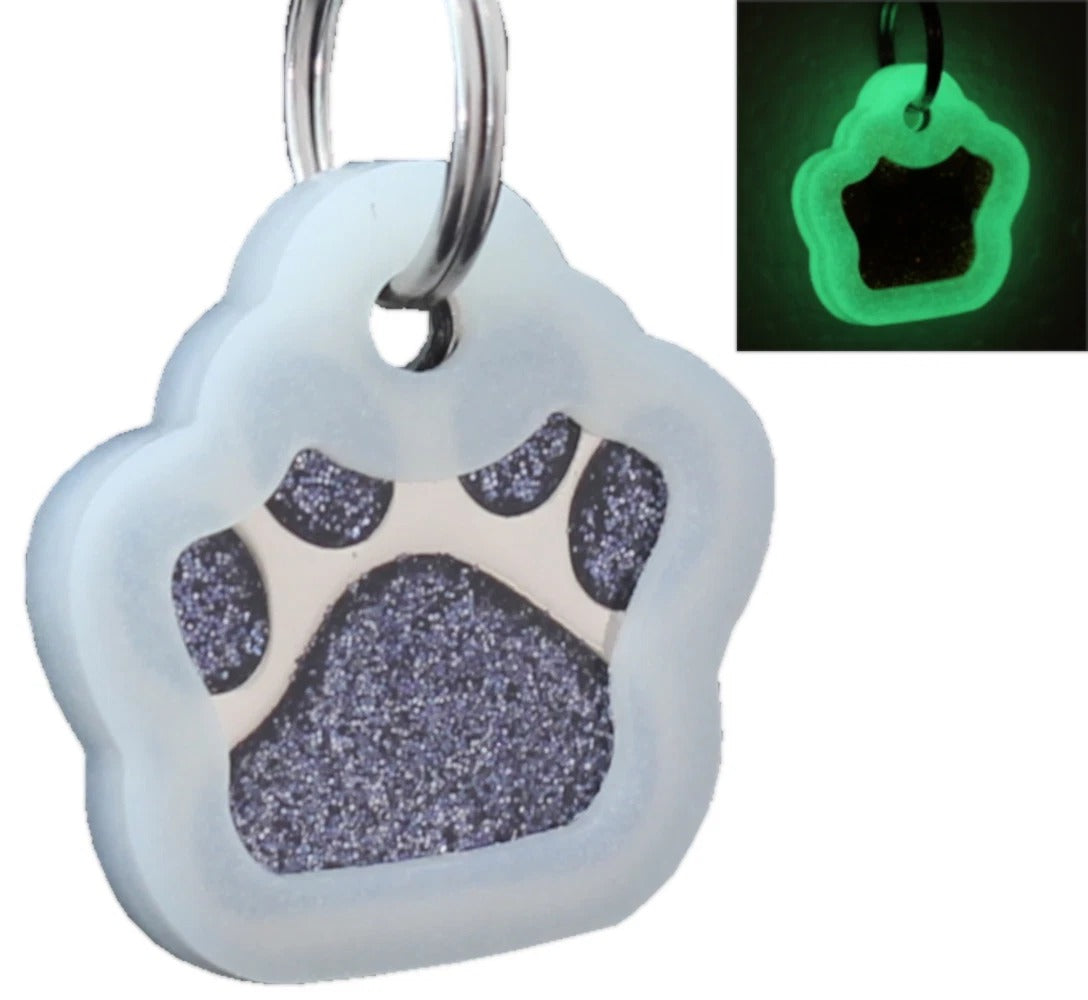 Personalized Glitter Paw Pet Tag