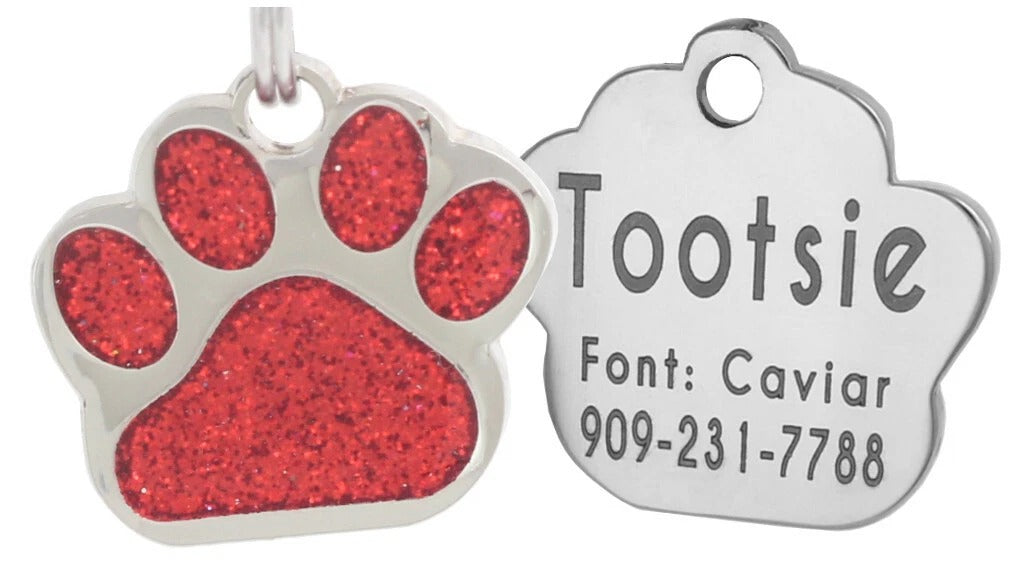 Personalized Glitter Paw Pet Tag