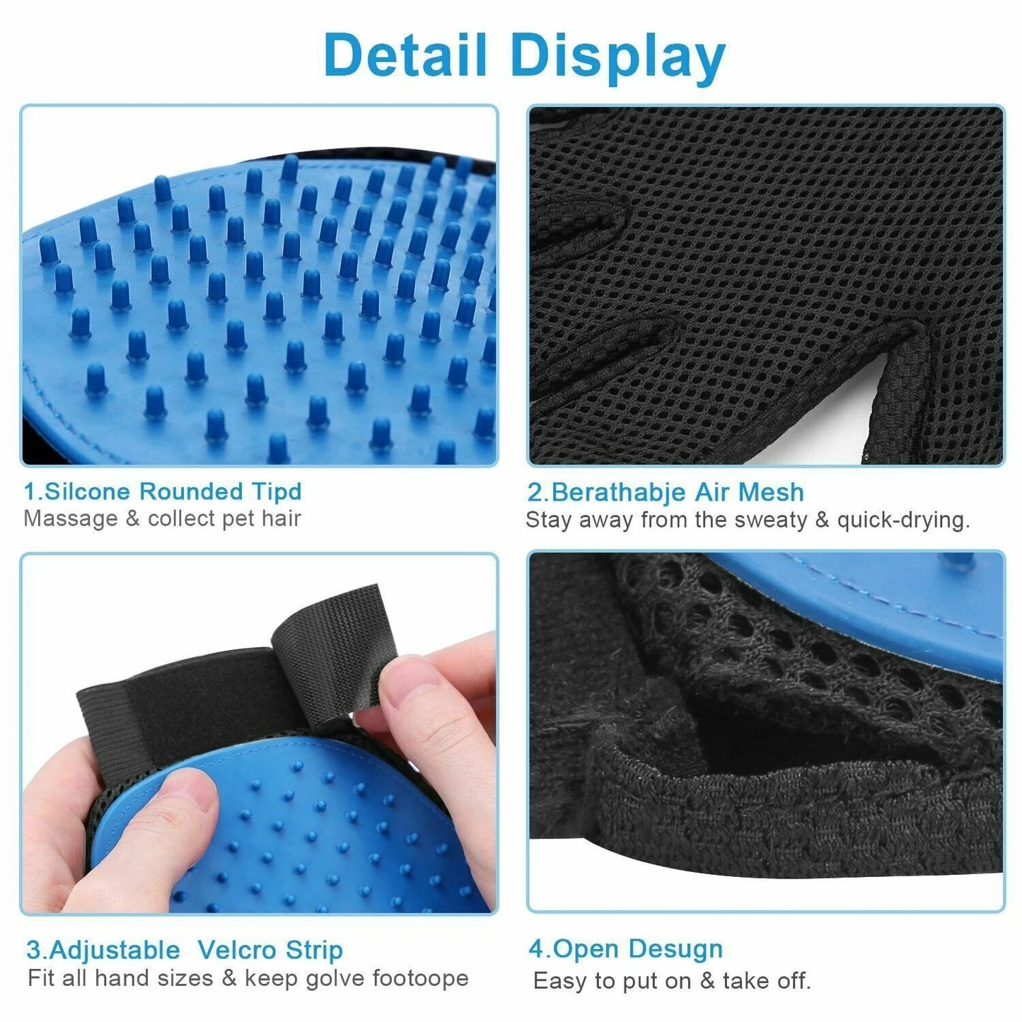 Pet Grooming Hair Removal Gloves