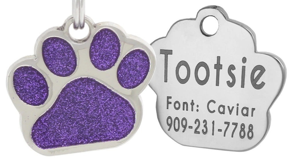 Personalized Glitter Paw Pet Tag